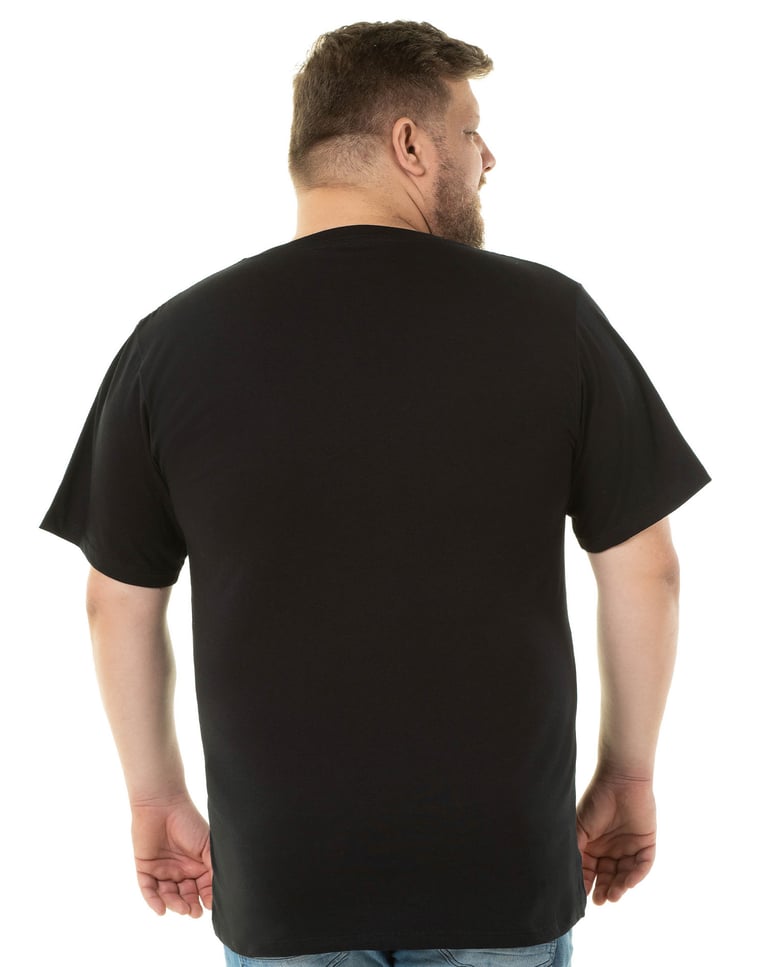 Camiseta Plus Size Masculina de Algodão Preta