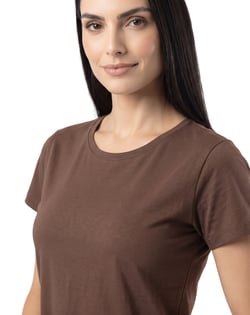 Baby Look de Algodão Premium Marrom