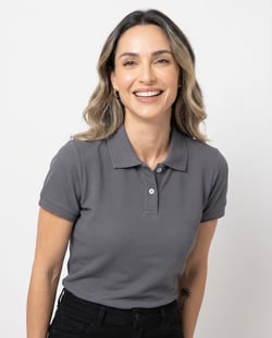 Camisa Polo Piquet Feminina Cinza Chumbo