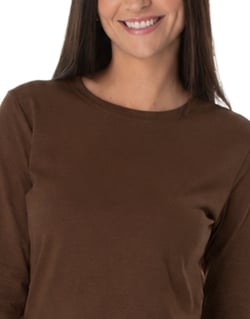 Camiseta Feminina Manga Longa de Algodão Premium Marrom