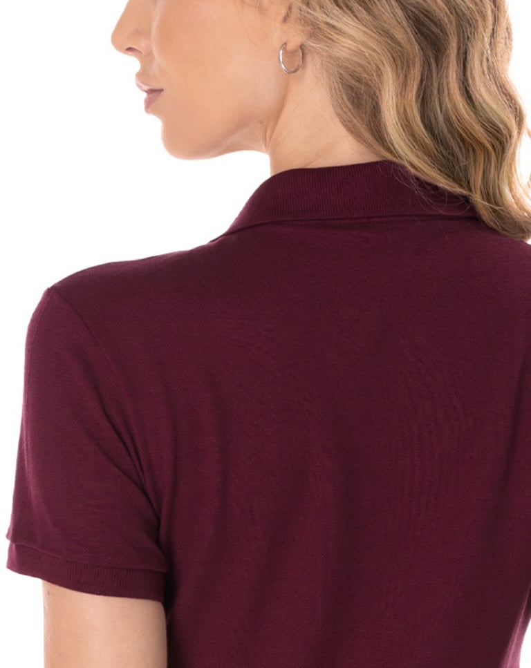 Camisa Polo Piquet Feminina Bordô