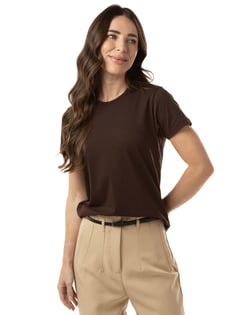 Camiseta de Algodão Egípcio Feminina Marrom Café