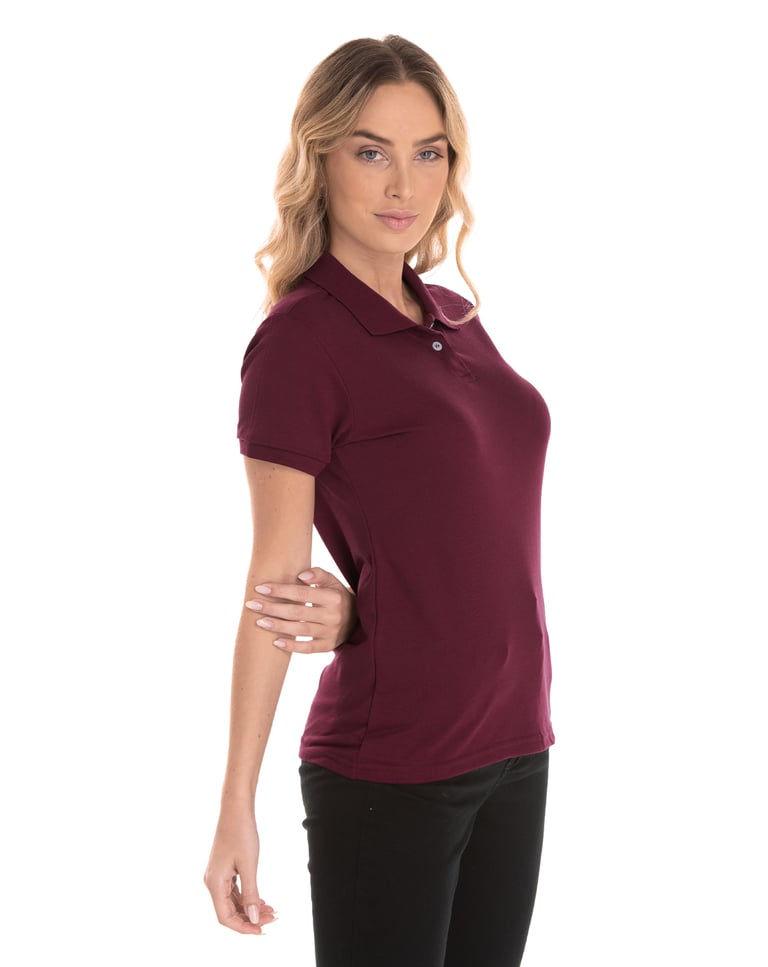 Camisa Polo Piquet Feminina Bordô