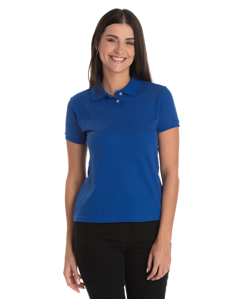 Camisa Polo Piquet Feminina Azul Royal