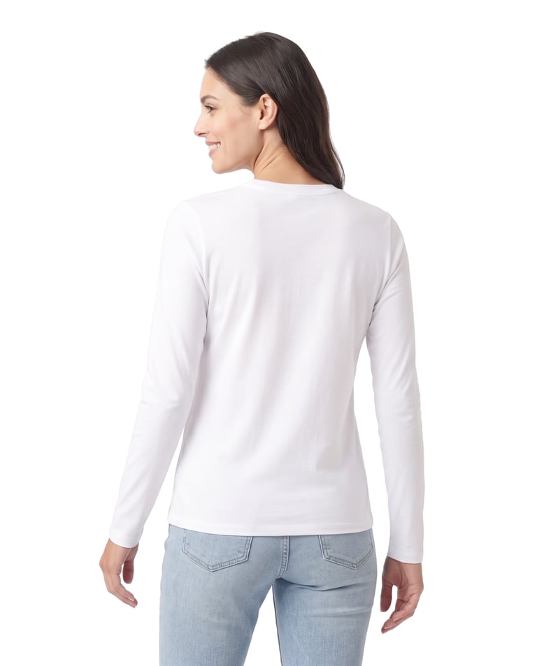 Camiseta Feminina Manga Longa de Algodão Premium Branca