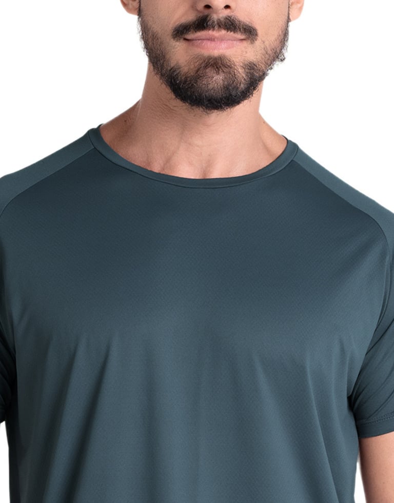 Camiseta Masculina Dry Poliamida Raglan Cinza Titanium