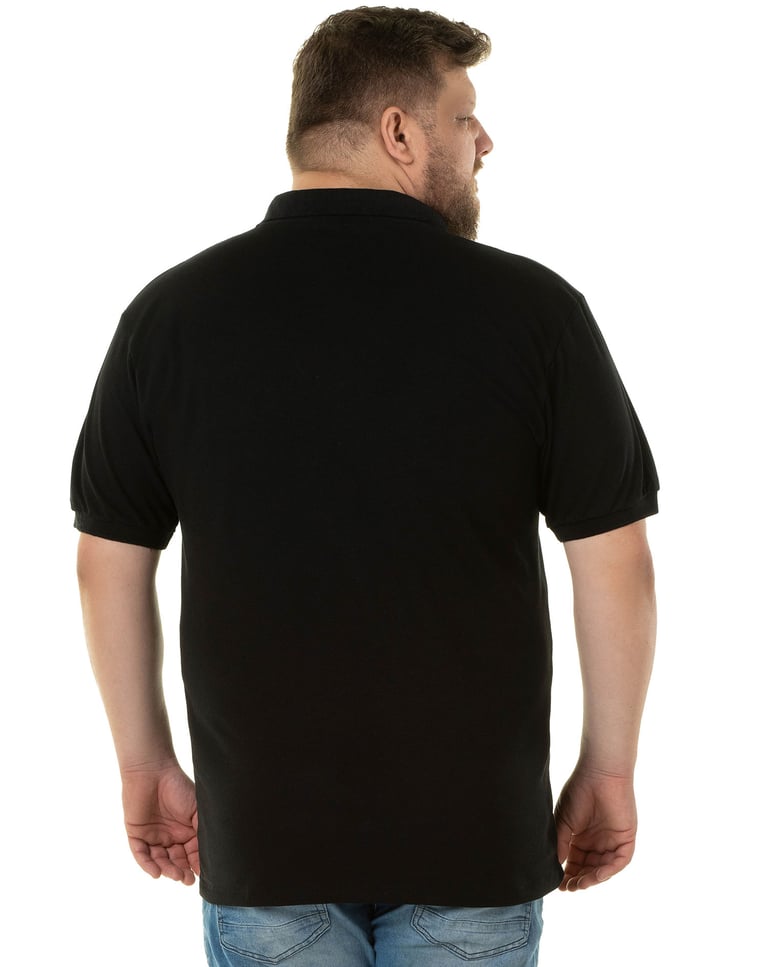 Camisa Polo Piquet Plus Size Masculina Preta