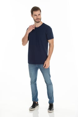 KIT 5 Camisetas de Algodão Premium Azul Marinho