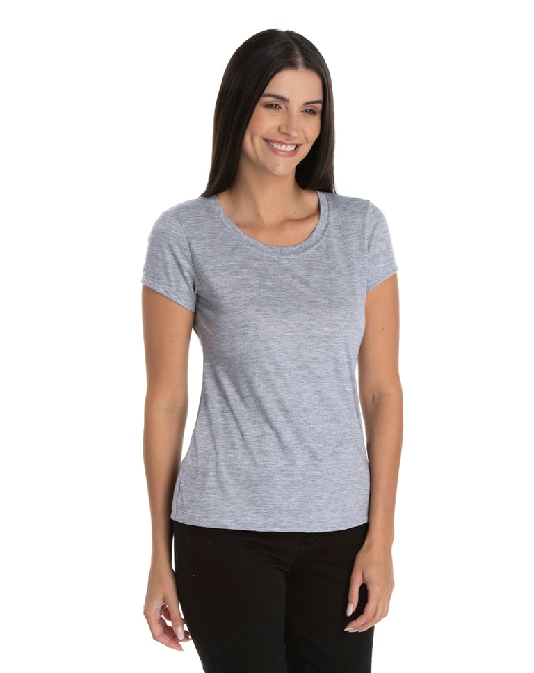 Baby Look PV / Malha Fria Cinza Mescla