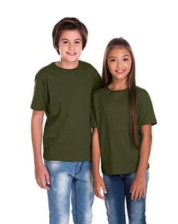 Camiseta Juvenil de Algodão Penteado Verde Musgo