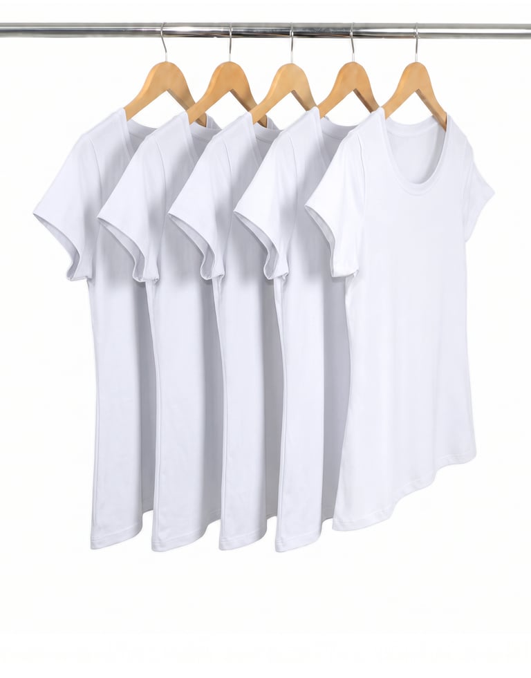 KIT 5 Baby Look de Algodão Premium Brancas