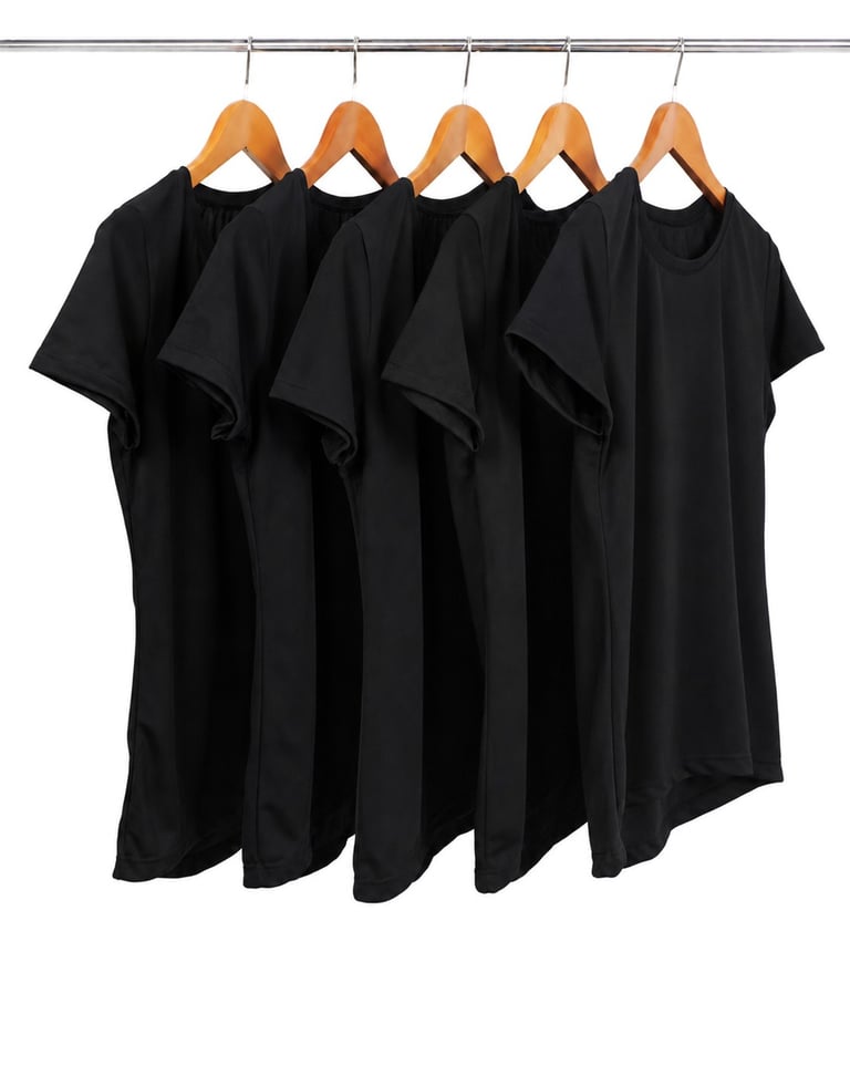 KIT 5 Camisetas Femininas Dry Fit Pretas Proteção UV 30+