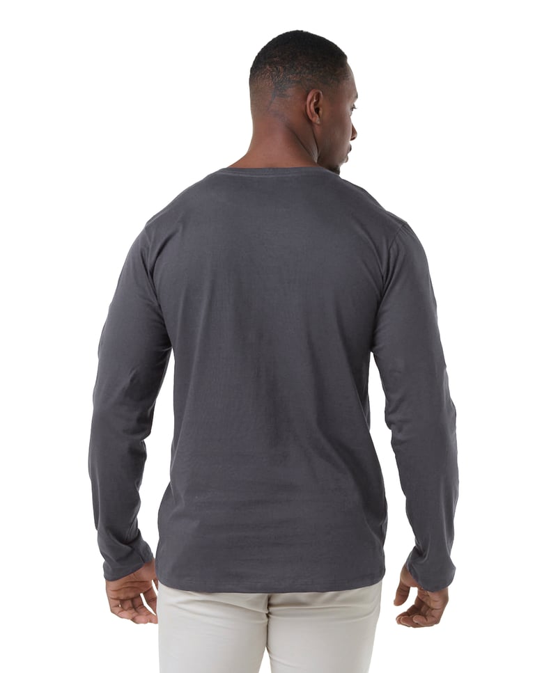 Camiseta Manga Longa de Algodão Premium Cinza Chumbo