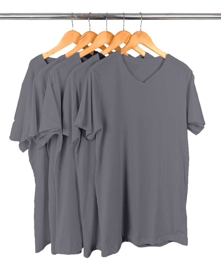 Kit 5 Camisetas Gola V de Algodão Premium Cinza Chumbo