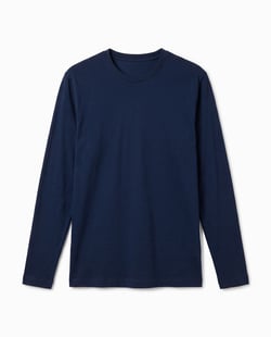 Camiseta Manga Longa de Algodão Premium Azul Marinho