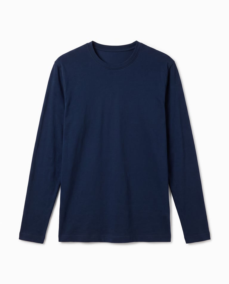 Camiseta Manga Longa de Algodão Premium Azul Marinho