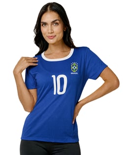 Camiseta Feminina Brasil Copa 2026 Dry Fit Azul Royal
