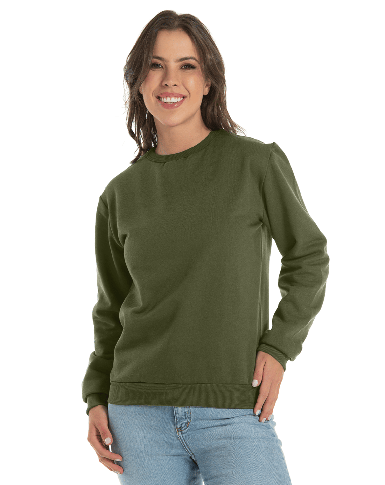 Kit 3 Blusões de Moletom Feminino Verde Militar