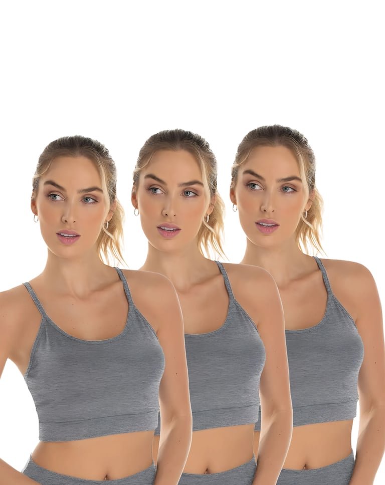 Kit 3 Tops de Alcinha Fitness Feminino Mescla