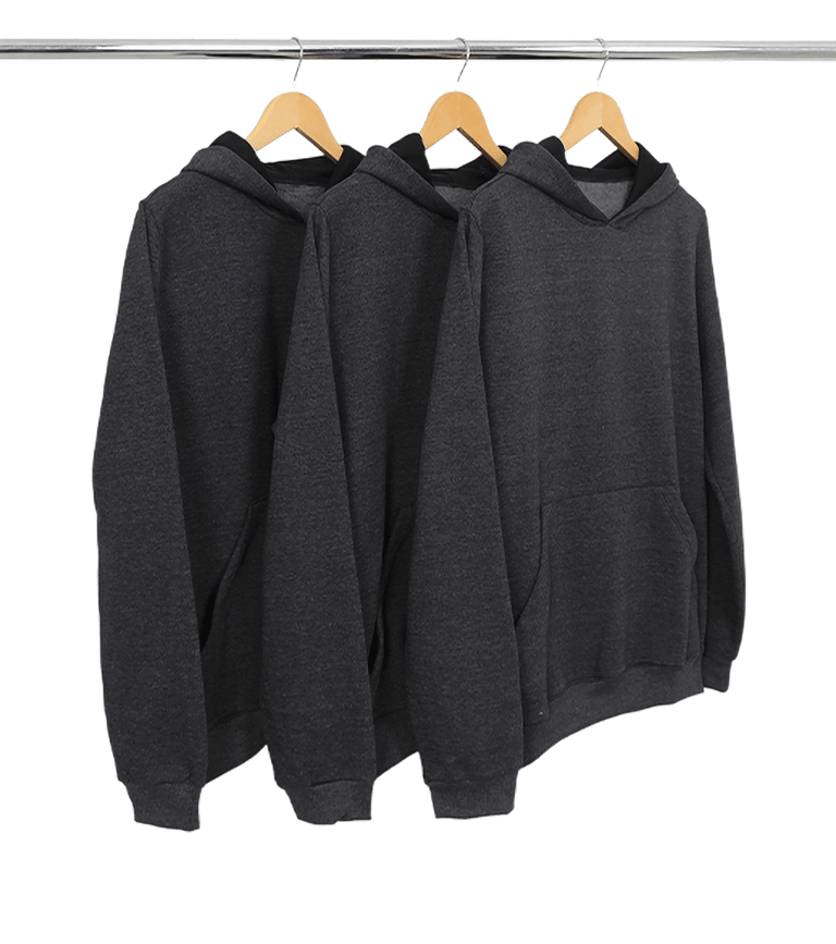 Kit 3 Moletons Canguru com Capuz Feminino Preto Mescla