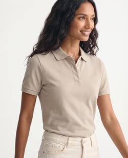 Camisa Polo Piquet Feminina Areia