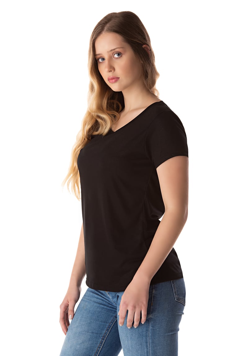 Baby Look PV / Malha Fria Preta