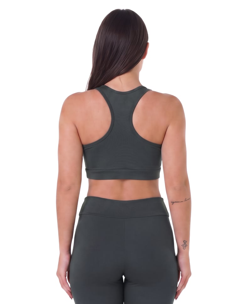 Top Nadador Fitness Feminino Cinza Chumbo