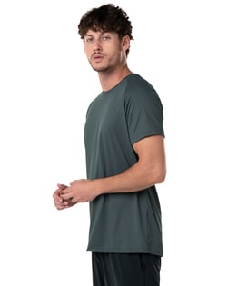 Camiseta Masculina Dry Poliamida Raglan Verde Fóssil