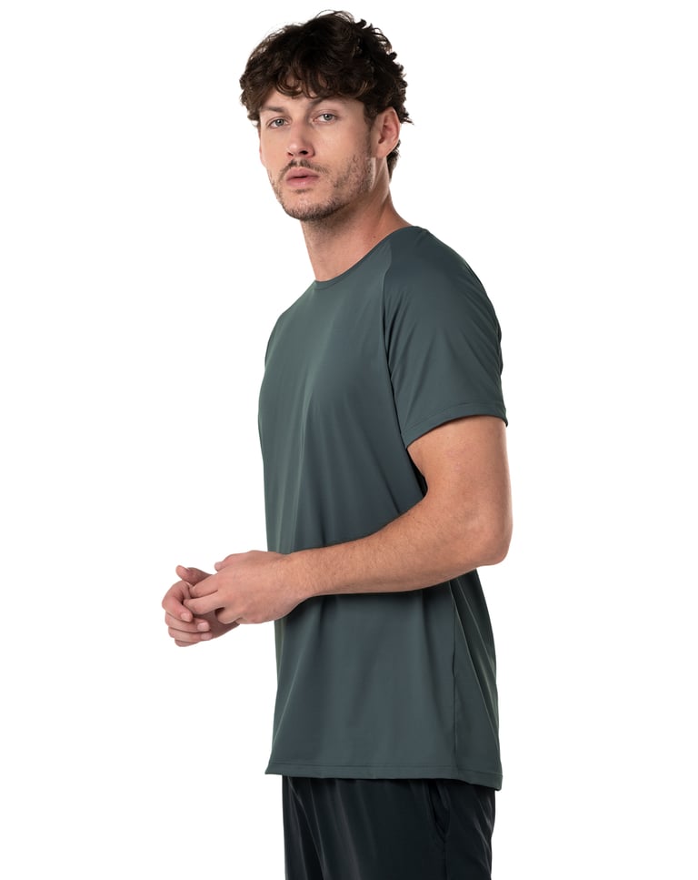 Camiseta Masculina Dry Poliamida Raglan Cinza Chumbo