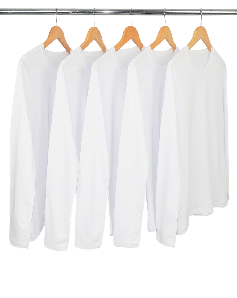 Kit 5 Camisetas Femininas Manga Longa de Algodão Premium Branca