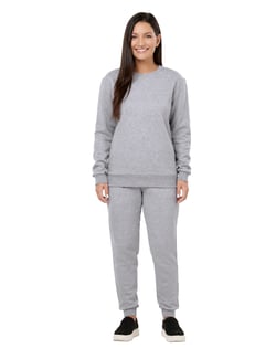 Conjunto Moletom Feminino Blusão Cinza Mescla 06