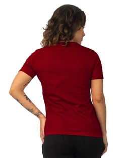Camiseta Gola V Feminina de Algodão Premium Bordô