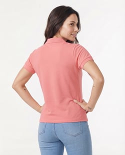 Camisa Polo Piquet Feminina Salmão