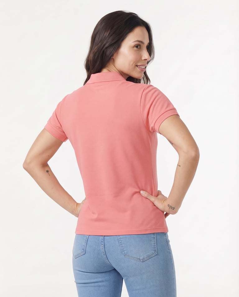 Camisa Polo Piquet Feminina Salmão
