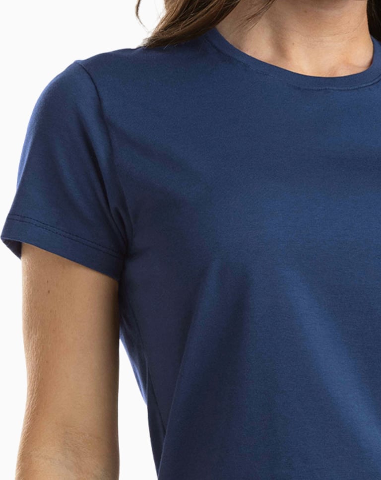 Camiseta de Algodão Egípcio Feminina Azul Índigo
