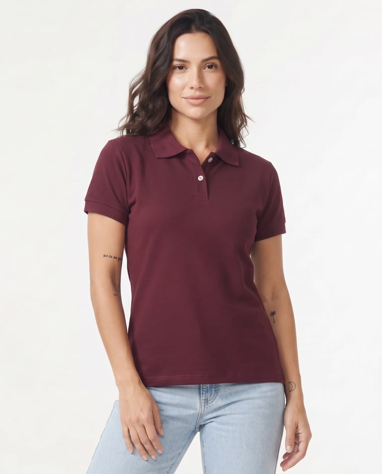 Camisa Polo Piquet Feminina Bordô