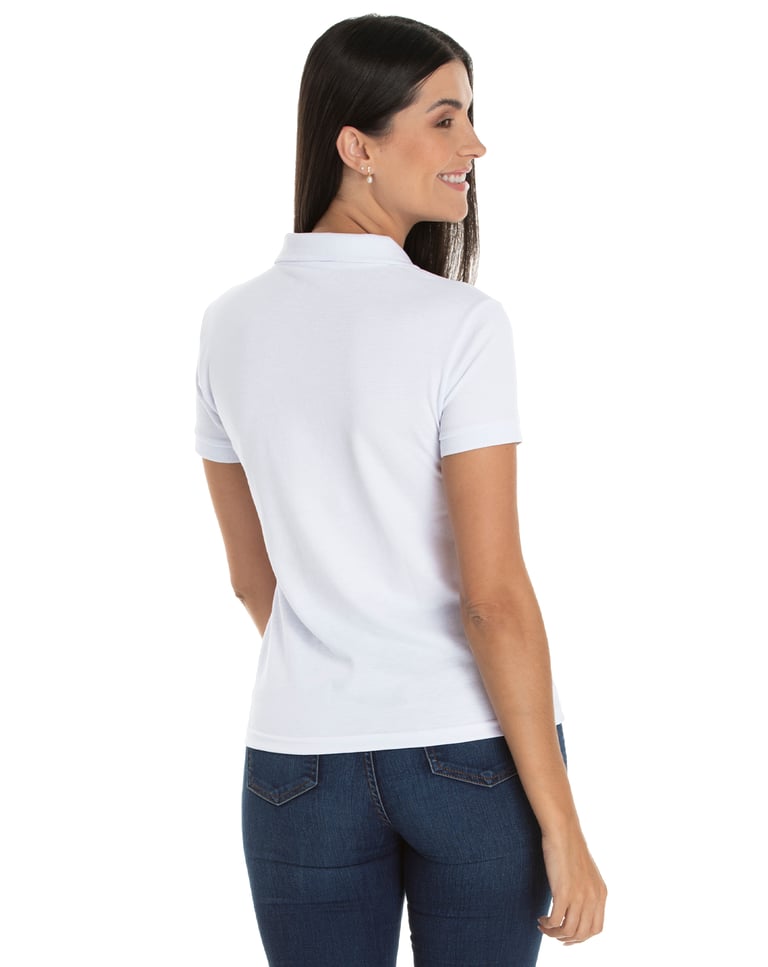 Camisa Polo Piquet Feminina Branca