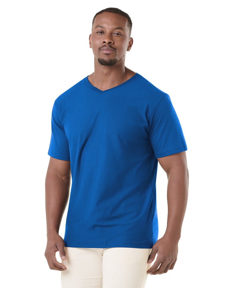 Camiseta Gola V de Algodão Premium Azul Royal
