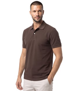 Camisa Polo Piquet Masculina Marrom