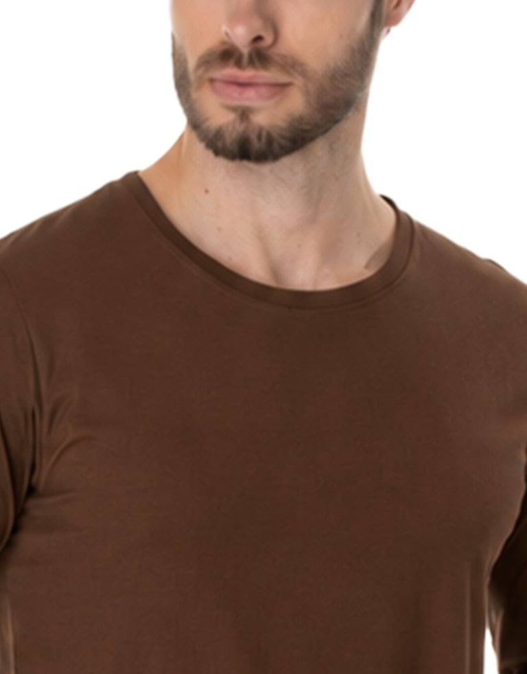Camiseta Manga Longa de Algodão Premium Marrom