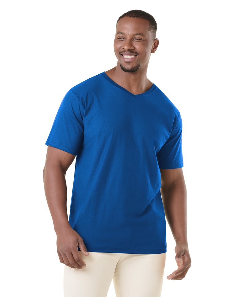 Camiseta Gola V de Algodão Premium Azul Royal