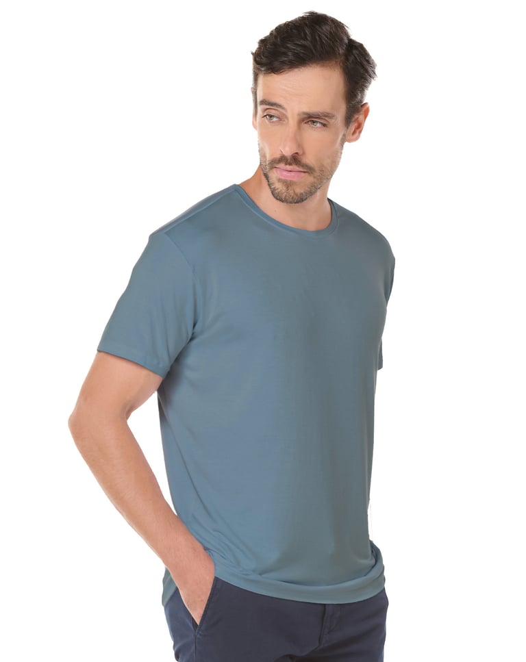 Camiseta Tech Modal Masculina Azul Topázio