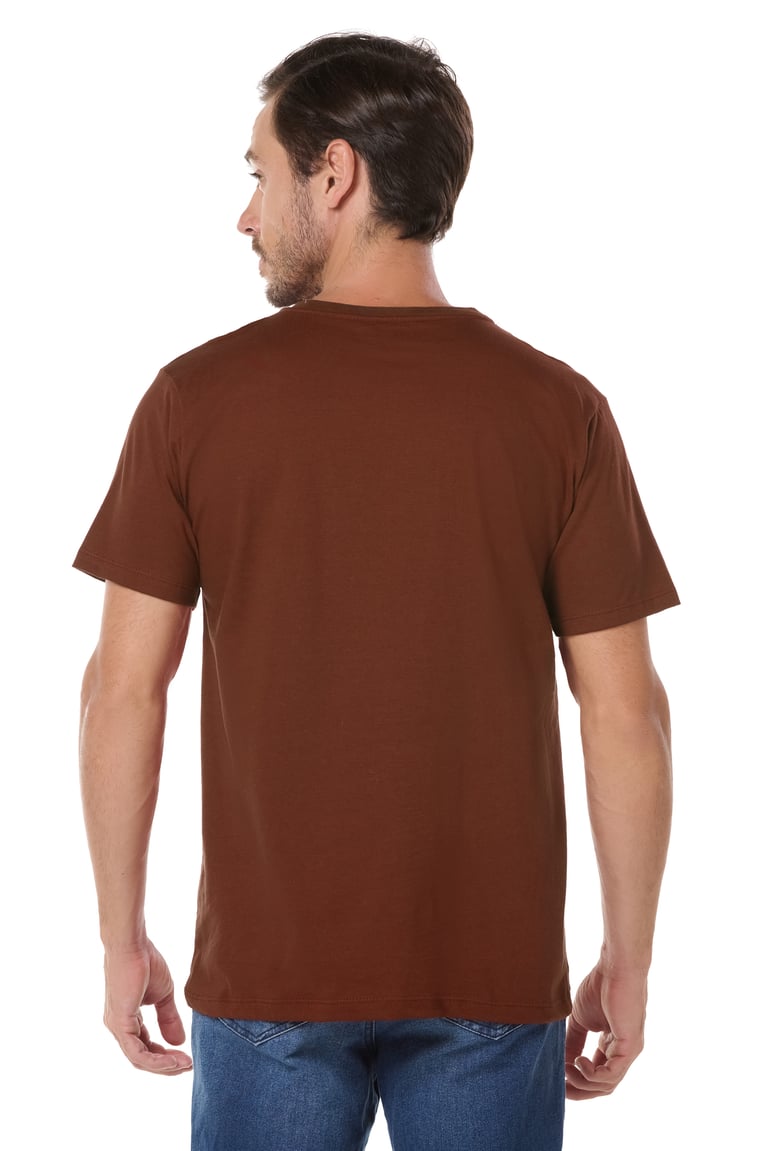 Camiseta Gola V de Algodão Premium Marrom
