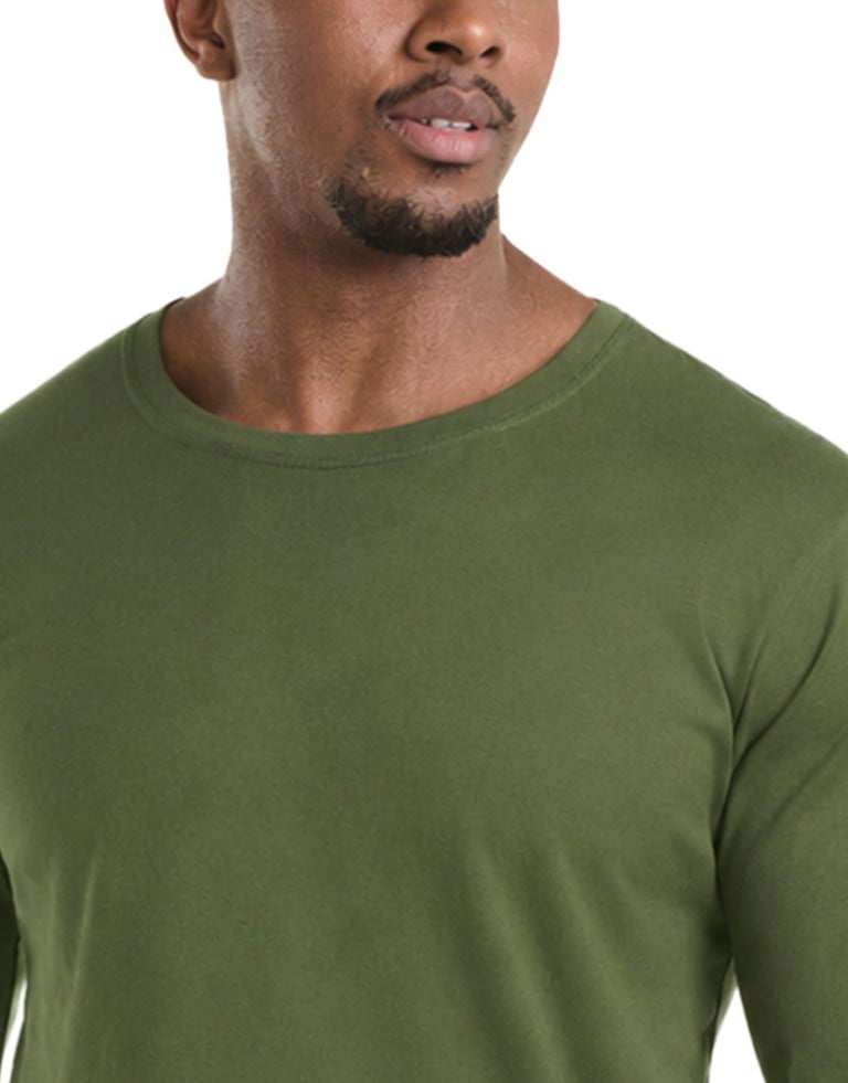 Camiseta Manga Longa de Algodão Premium Verde Militar