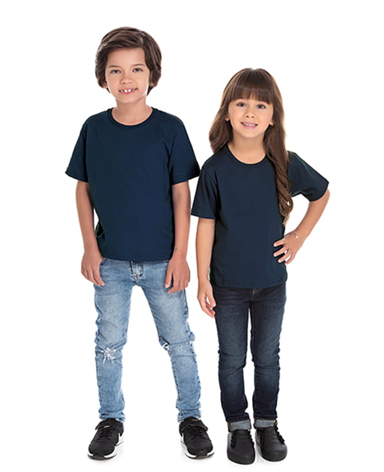 Camiseta Infantil de Algodão Penteado Azul Marinho