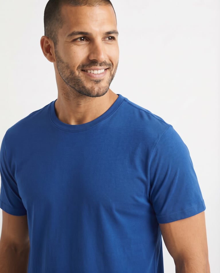 Camiseta de Algodão Premium Azul Royal