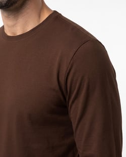 Camiseta Manga Longa de Algodão Premium Marrom