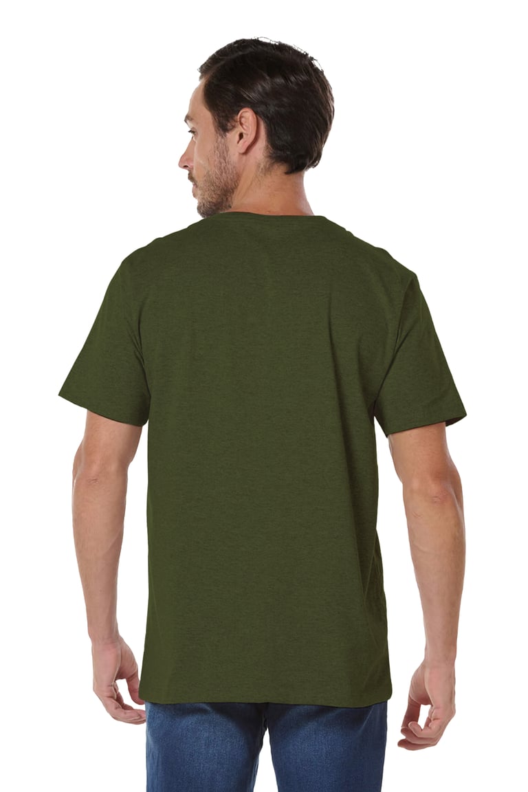 Camiseta Gola V de Algodão Premium Verde Militar