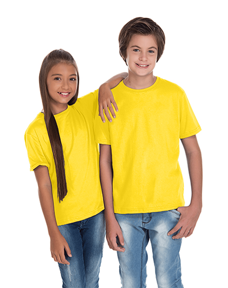 Camiseta Juvenil de Algodão Penteado Amarelo Canário