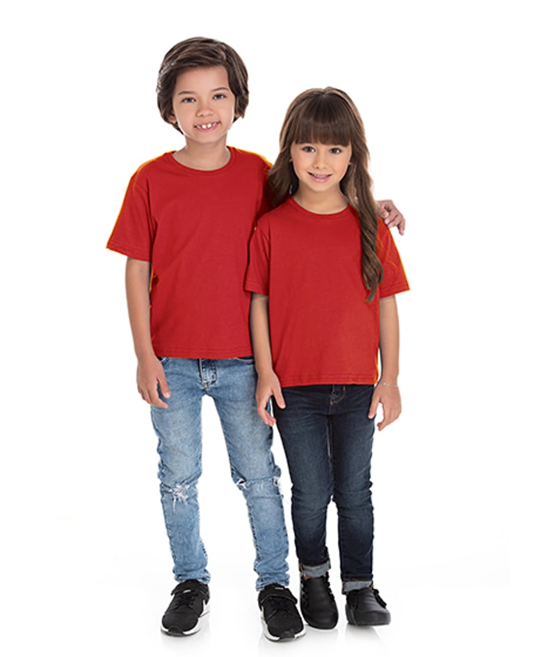 Camiseta Infantil de Algodão Penteado Vermelha